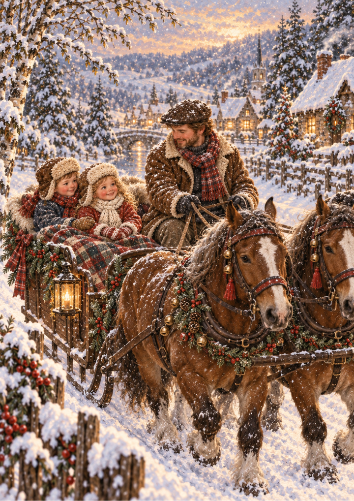 Rice Paper For Decoupage Nostalgic Christmas Sleigh Ride Full Cat. No 10688