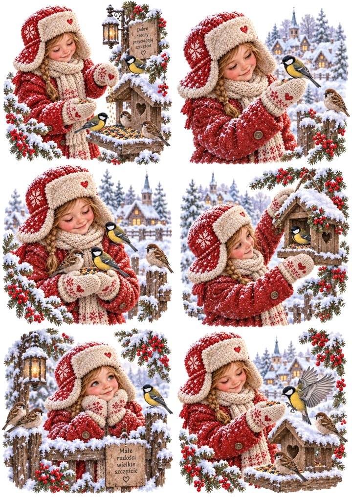 Rice Paper For Decoupage Snowy Garden Bird Feeder Moment Collage Cat. No 10697