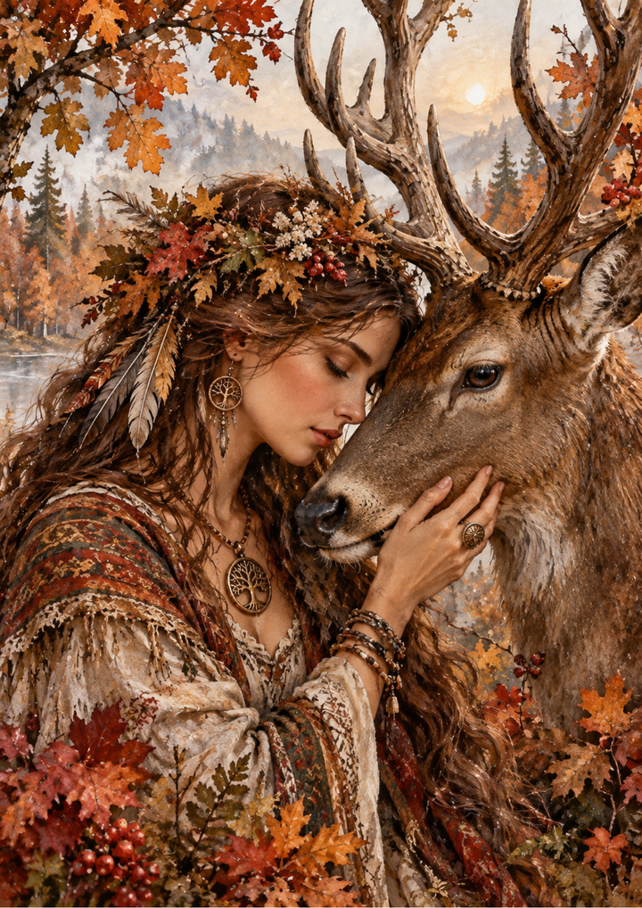 Rice Paper For Decoupage Mystical Autumn Bond with a Stag Full Cat. No 10737