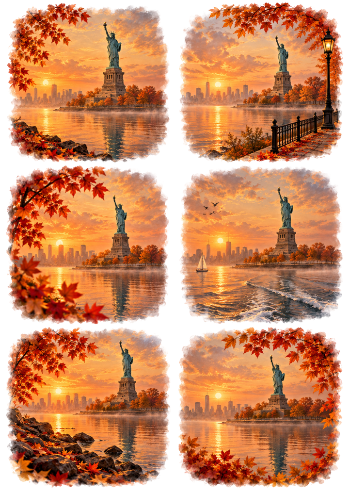 Rice Paper For Decoupage Autumn Liberty Sunset Vignettes Collage  Cat. No 10740