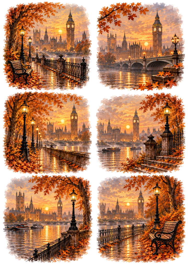 Rice Paper For Decoupage Autumnal Westminster Collage Cat. No 10744
