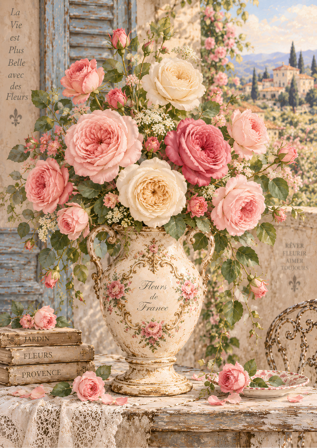 Rice Paper for Decoupage Vintage Roses in French Style Full Cat 10794