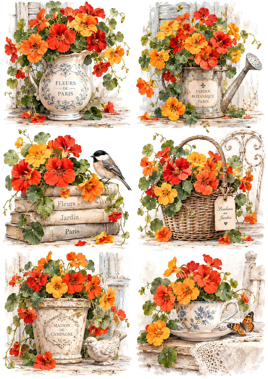 Reispapier für Decoupage, Blumenhintergrund, vollständig, Kat. Nr. 4809