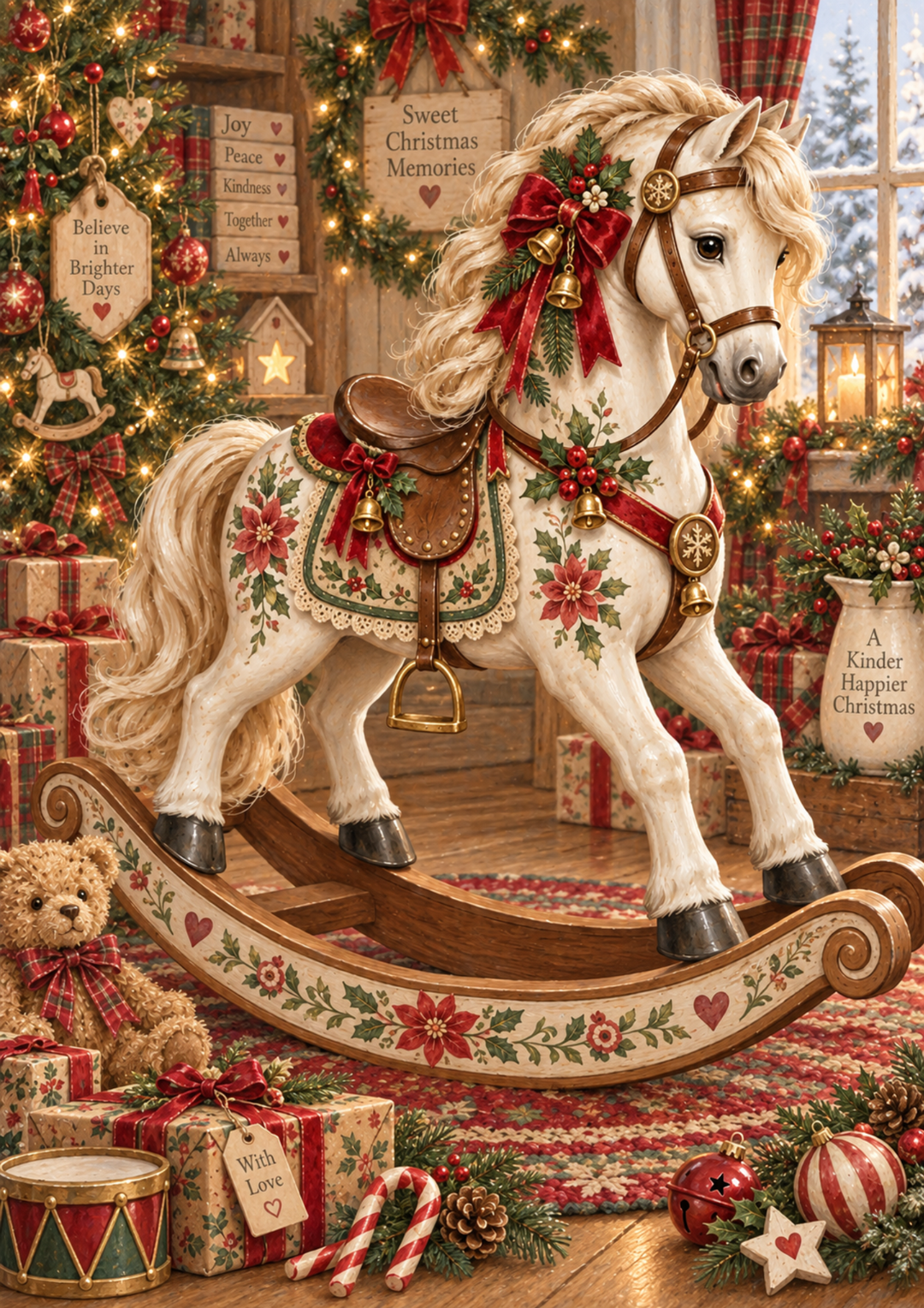 Rice Paper for Decoupage Christmas Rocking Horse Full Cat 10803