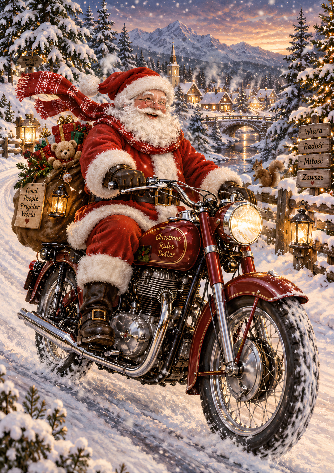Rice Paper for Decoupage Santa on Motorbike Full Cat 10813