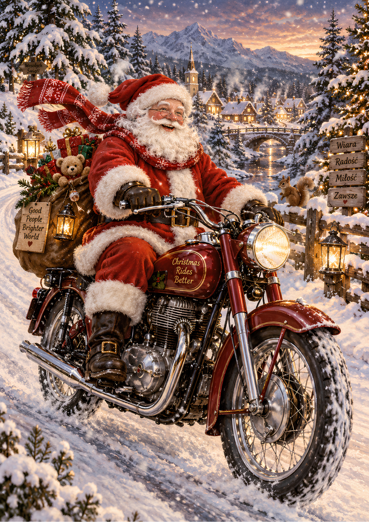Rice Paper for Decoupage Santa on Motorbike Full Cat 10813