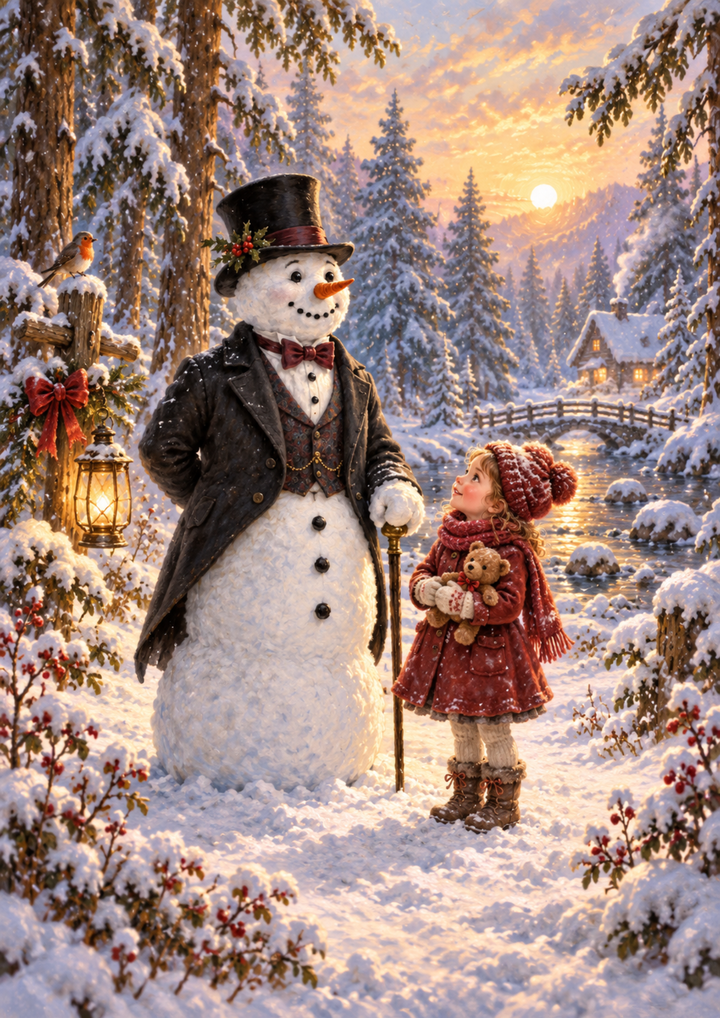 Rice Paper for Decoupage Meet The Snowman Full Cat 10817