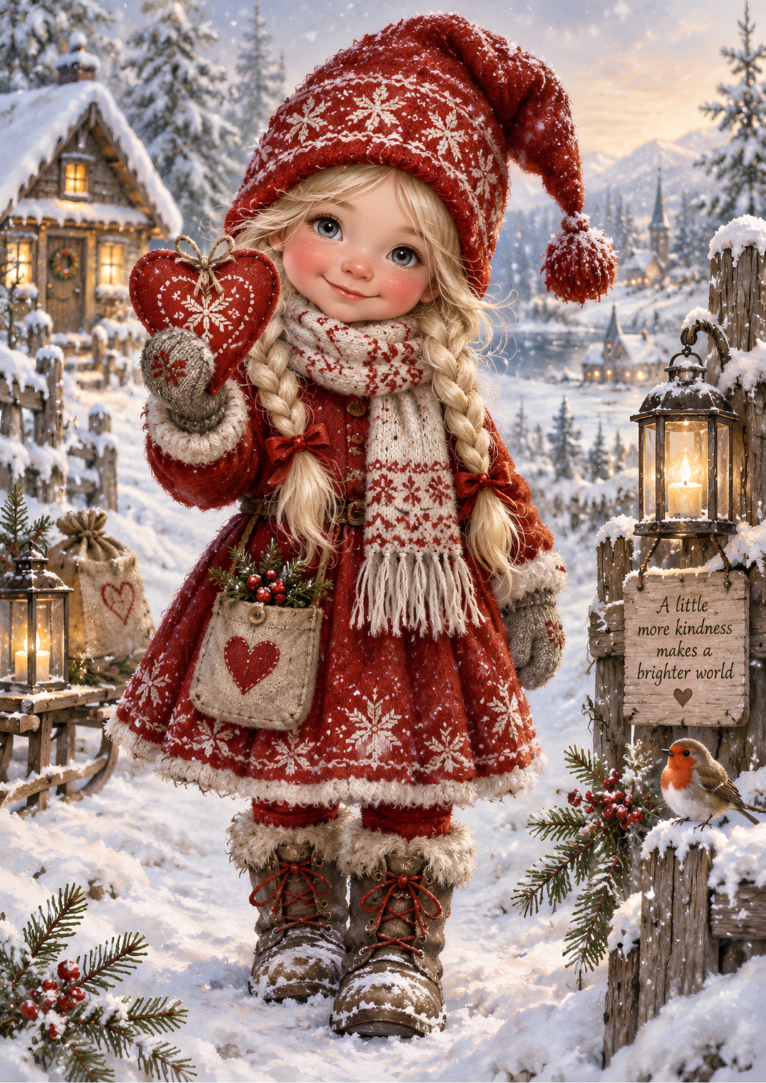 Rice Paper for Decoupage Nordic Winter Girl Full Cat 10823