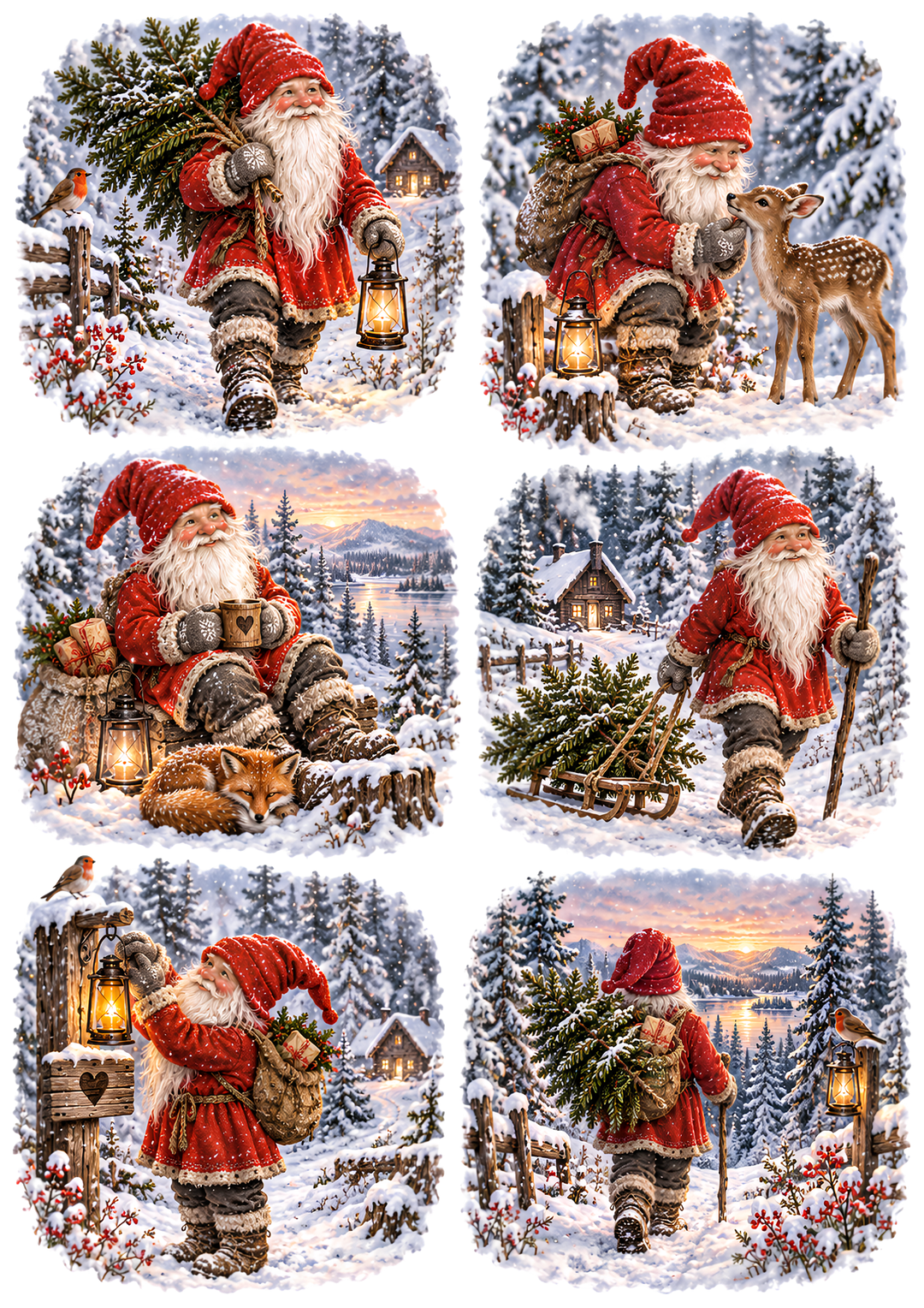 Rice Paper for Decoupage Winter Gnome&