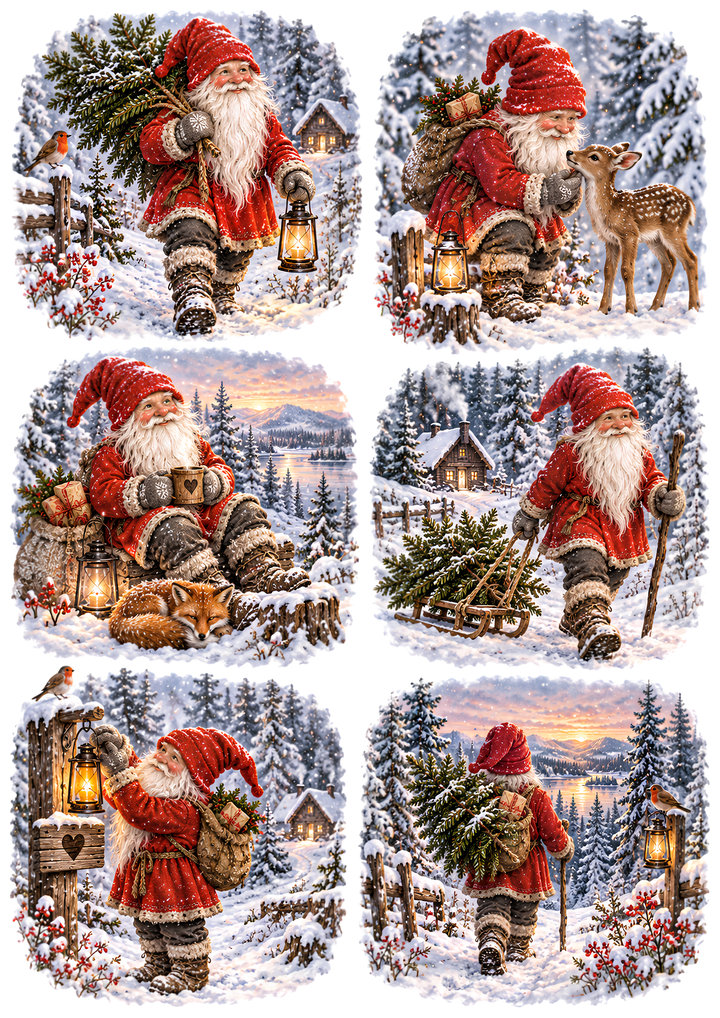 Rice Paper for Decoupage Winter Gnome&
