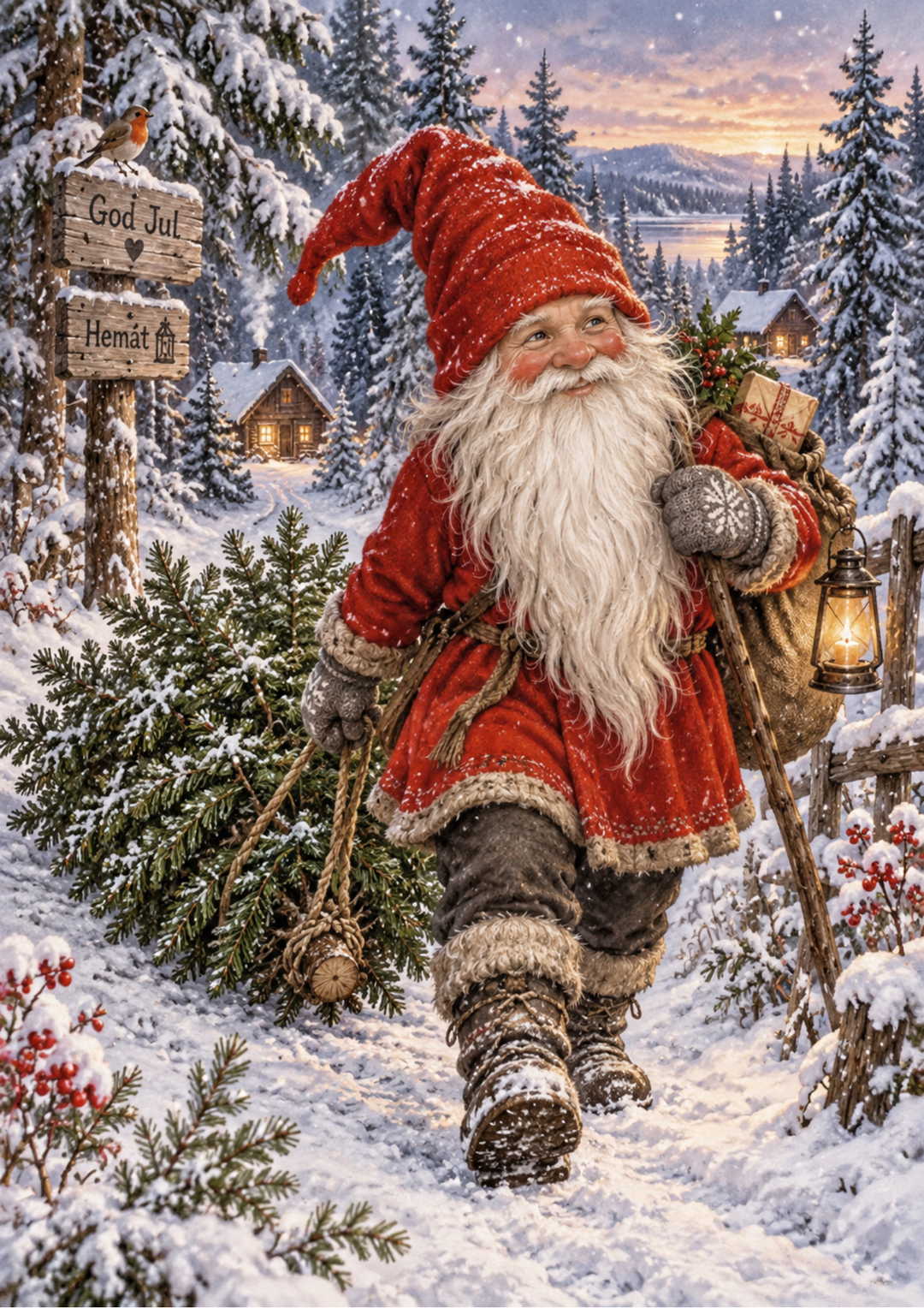 Rice Paper for Decoupage Winter Gnome&
