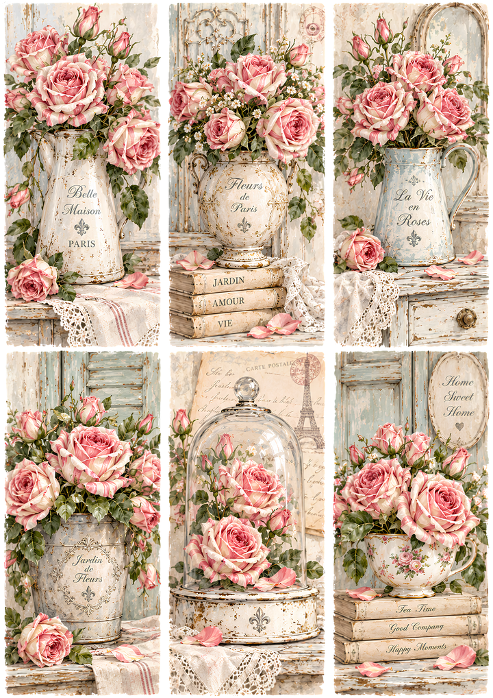 Rice Paper for Decoupage Floral Shabby Chic Collage Cat 10849