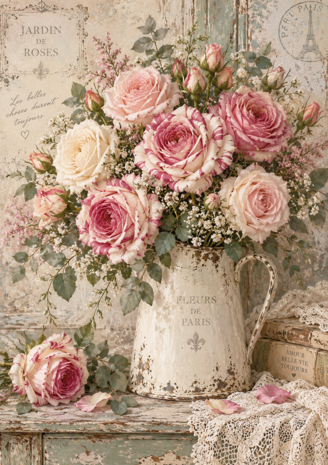 Reispapier für Decoupage, Blumenhintergrund, vollständig, Kat. Nr. 4809
