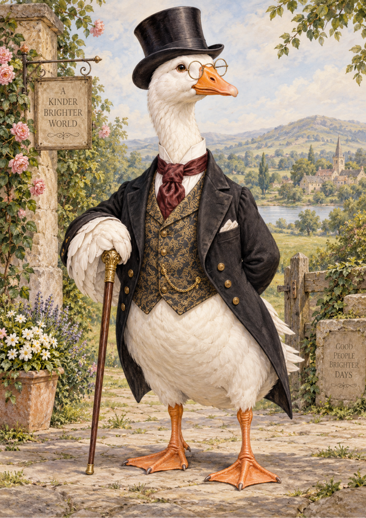 Rice Paper for Decoupage Whimsical Mr Goose Full Cat 10852
