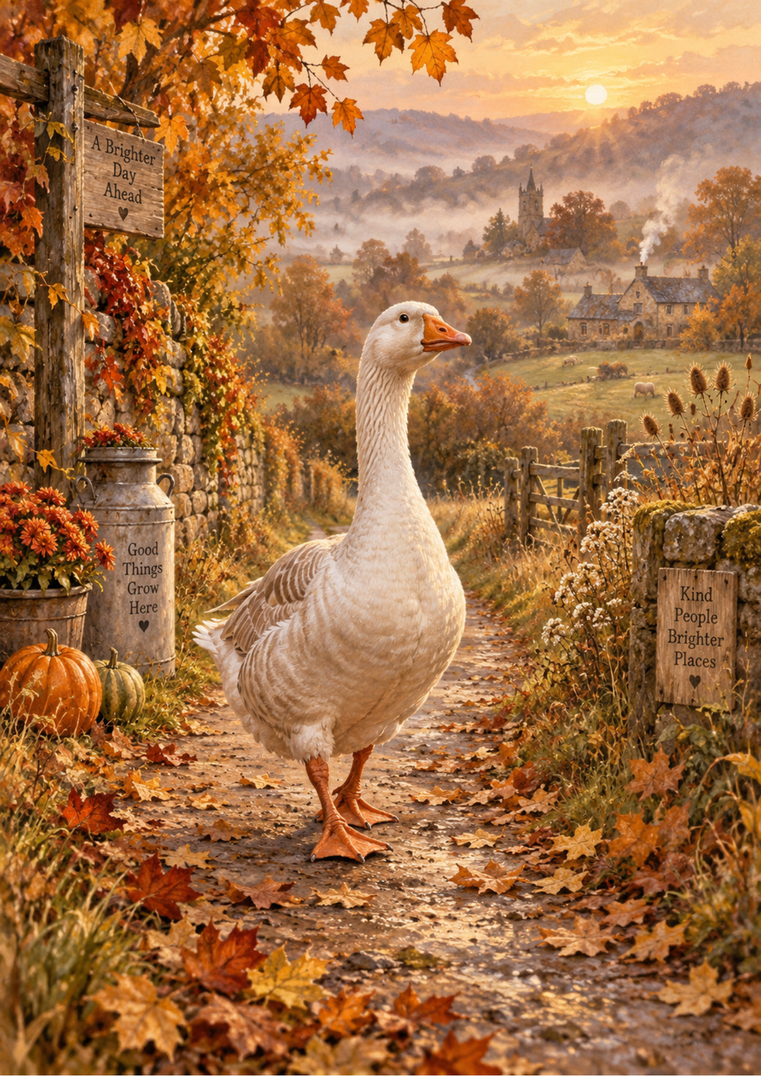 Rice Paper for Decoupage Autumn Goose &amp; Morning Mist Full Cat 10857