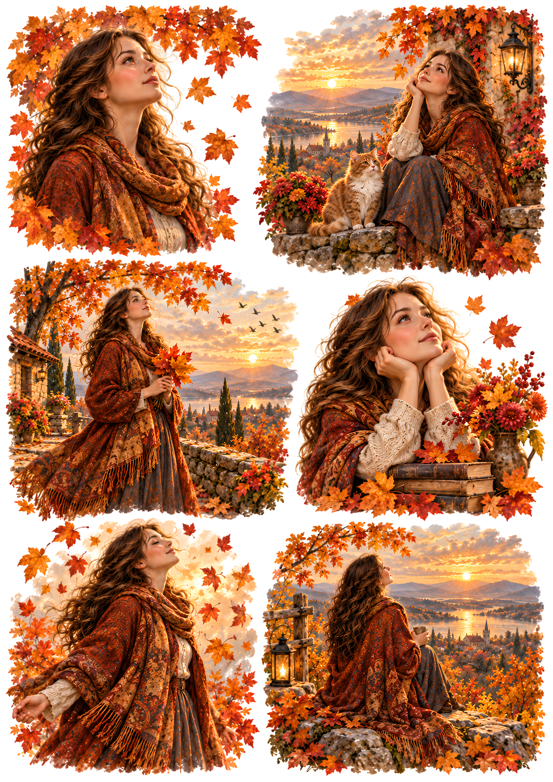 Rice Paper for Decoupage Autumn Vibes Collage Cat 10858