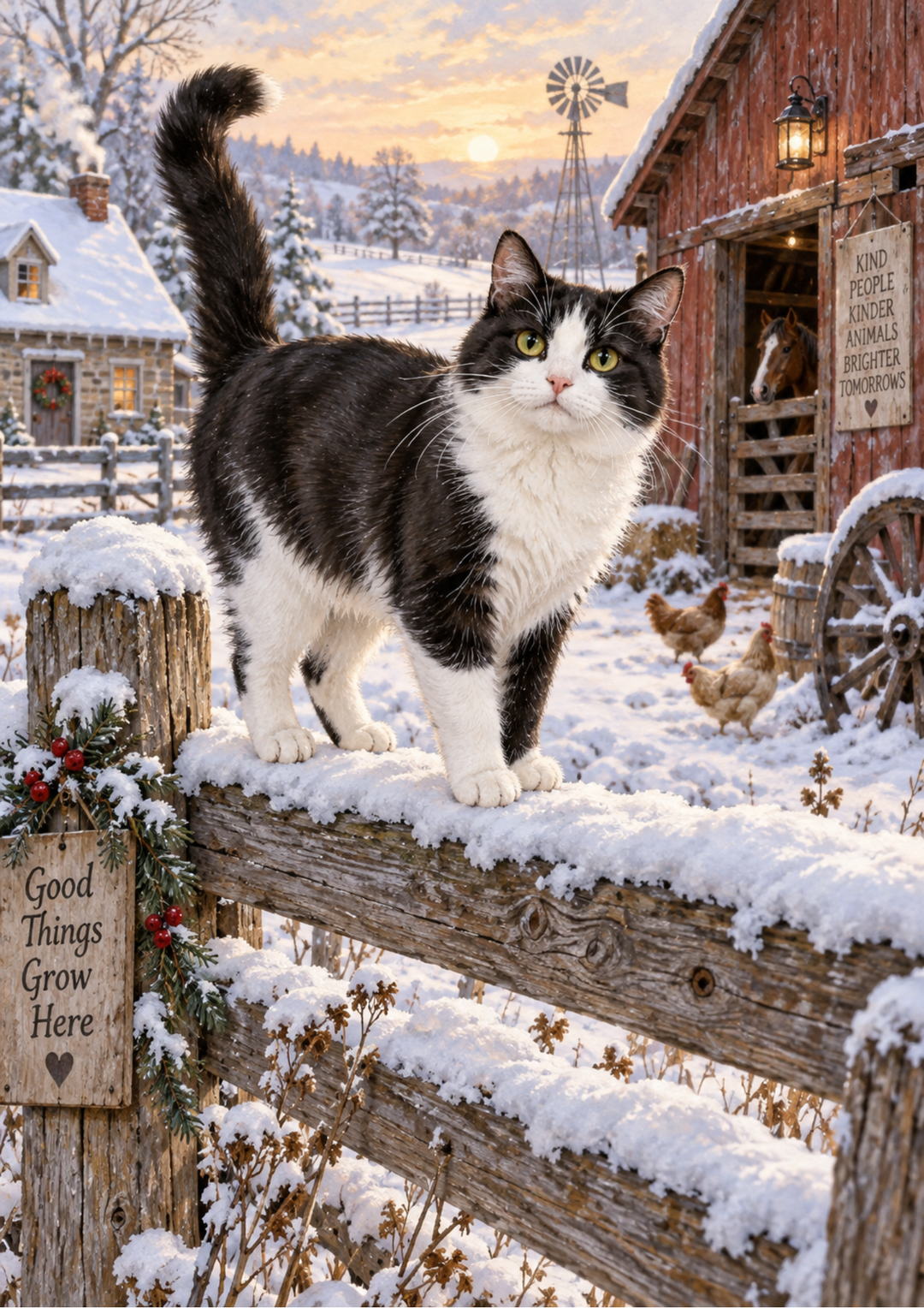 Rice Paper for Decoupage Cozy Snowy Countryside and Rustic Barn Scene Full Cat 10861