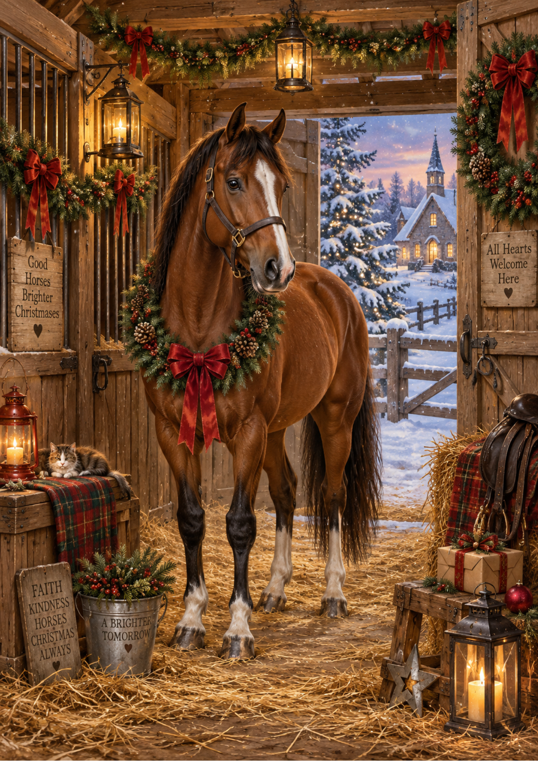 Rice Paper for Decoupage Christmas at the Horse Stables Full Cat 10863