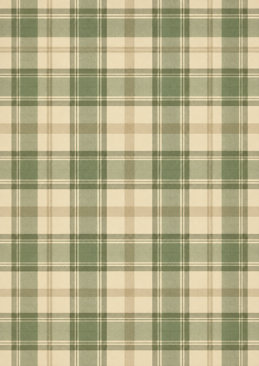 Rice Paper for Decoupage Vintage Sage Green and Cream Tartan Full Cat 10872