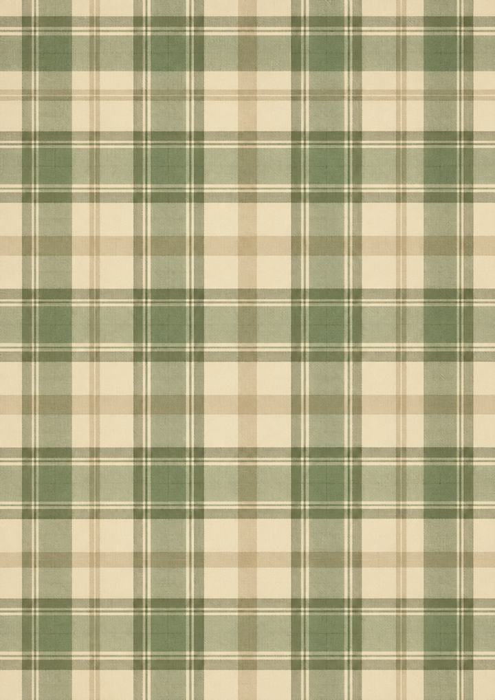 Rice Paper for Decoupage Vintage Sage Green and Cream Tartan Full Cat 10872