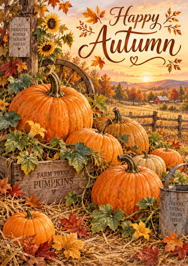 Rice Paper for Decoupage Fresh Pumpkin Farm Full Cat 10897