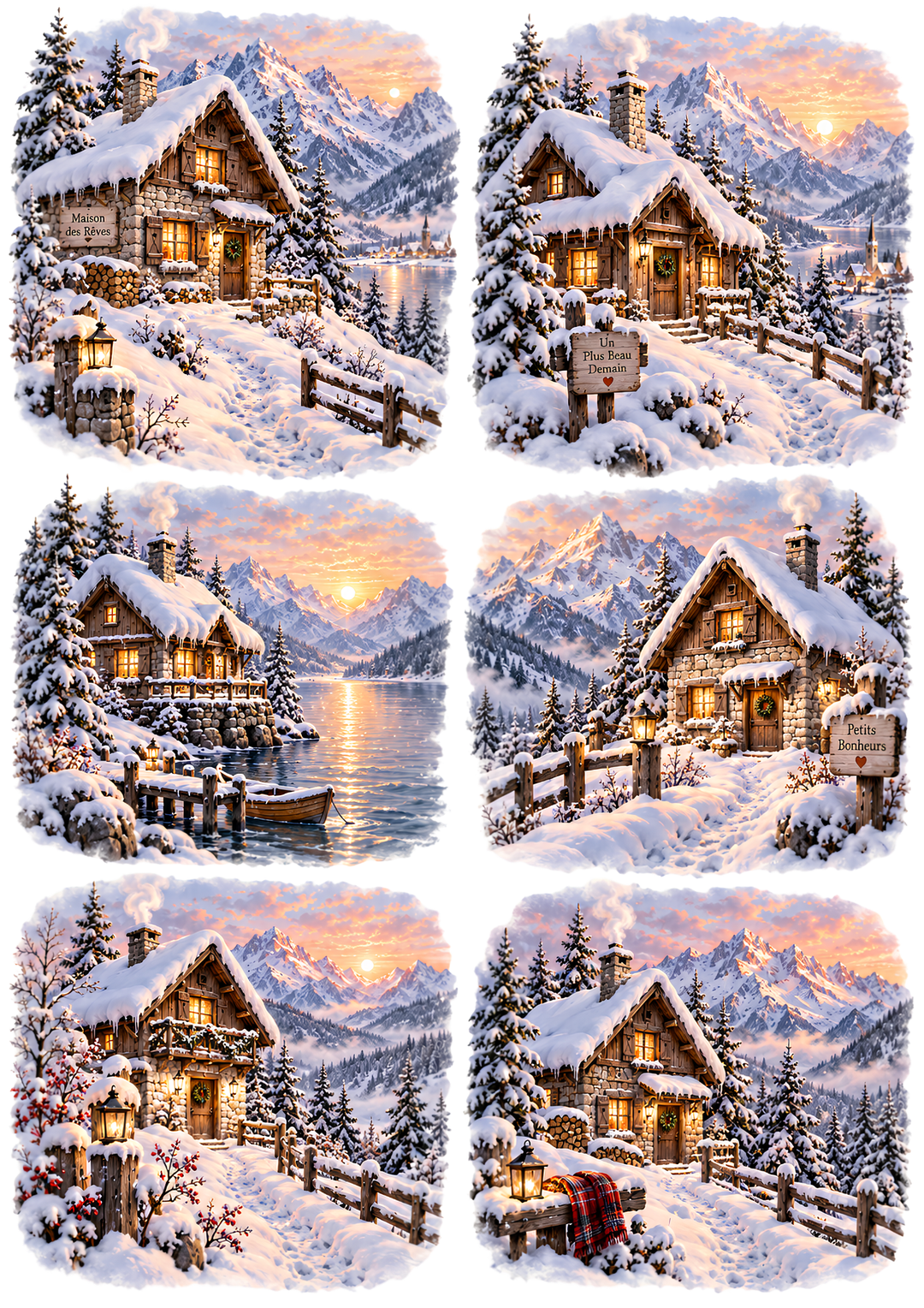 Rice Paper for Decoupage Winter Wonderland in the French Alps Collage  Cat 10932