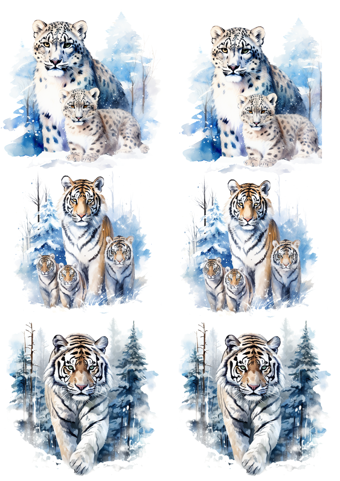 Rice Paper For Decoupage Tiger In Winter Time Collage Cat No. 4011