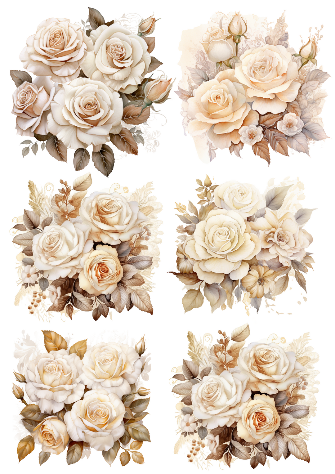 Reispapier für Decoupage, Blumenstrauß aus Vintage-Rosen, Collage, Kat. Nr. 4020