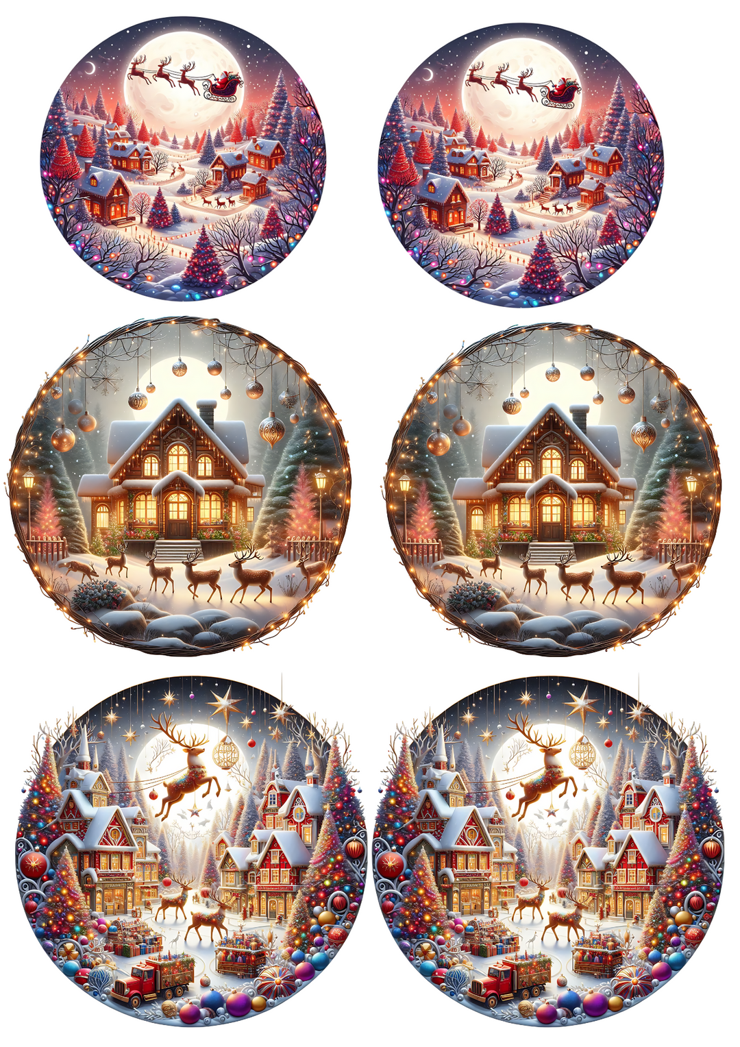 Reispapier für Decoupage Weihnachtsszenen in Kreisen Collage Kat. Nr. 4029
