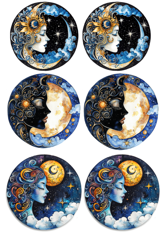 Reispapier für Decoupage Mystical Moon Ovals Collage Kat. Nr. 4035
