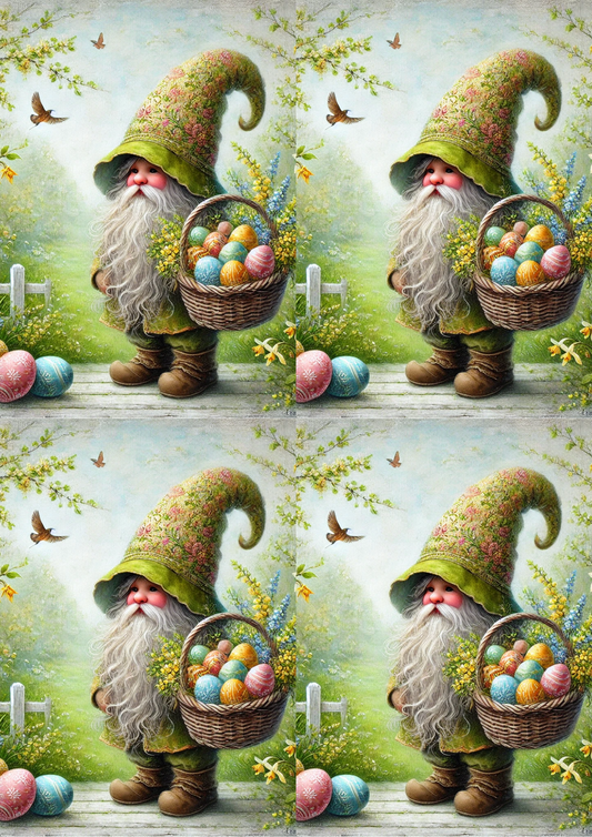 Reispapier für Decoupage, Kobold mit Osterkorb, 2 Collagen, Kat. Nr. 4060