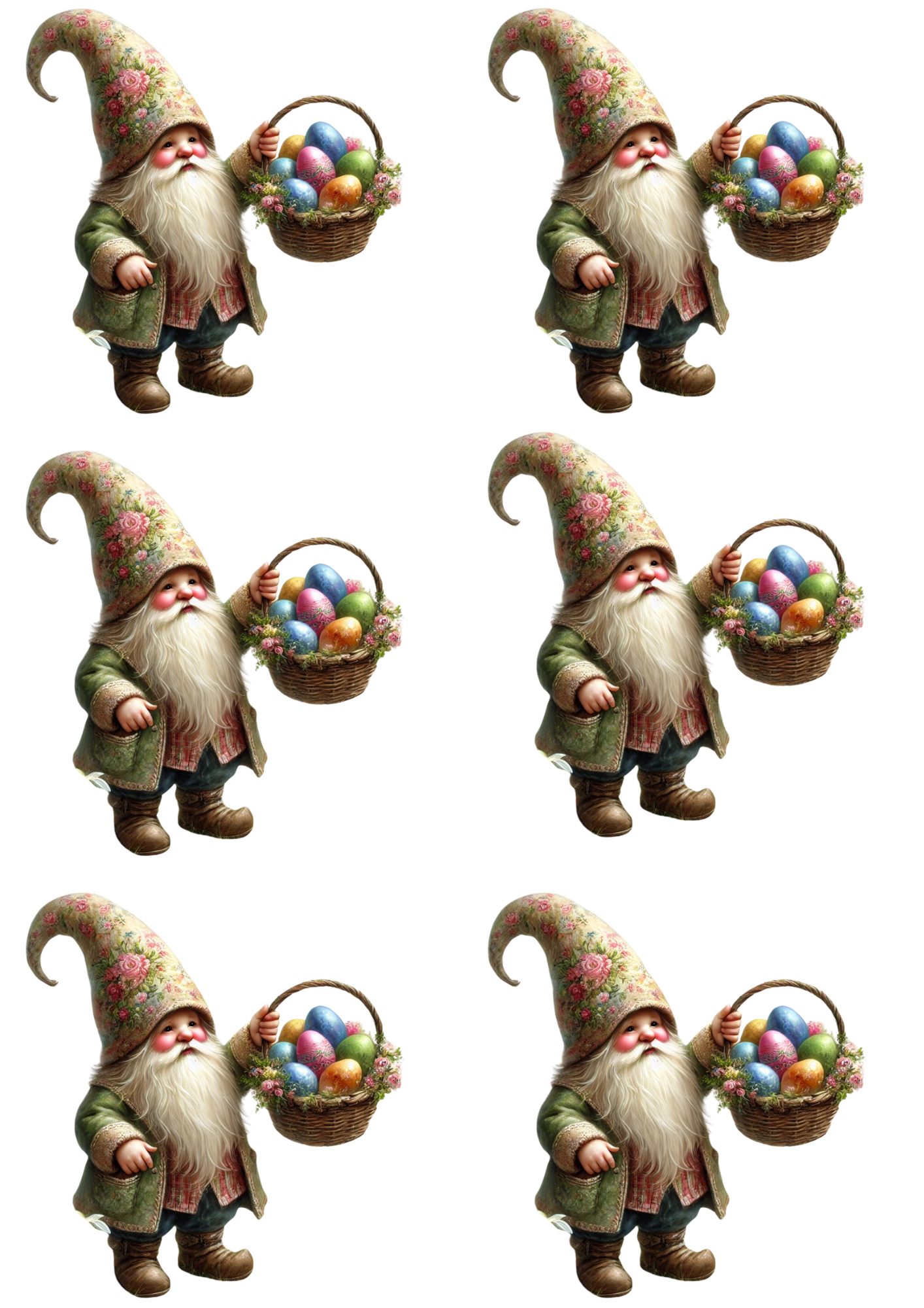 Reispapier für Decoupage, Kobold mit Osterkorb, 4 Collagen, Kat. Nr. 4062