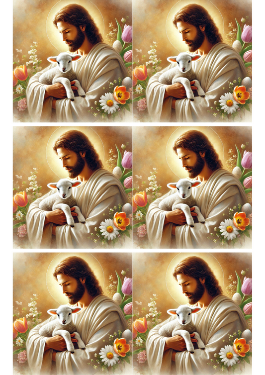 Reispapier für Decoupage Jesus hält das Lamm Collage Kat. Nr. 4064