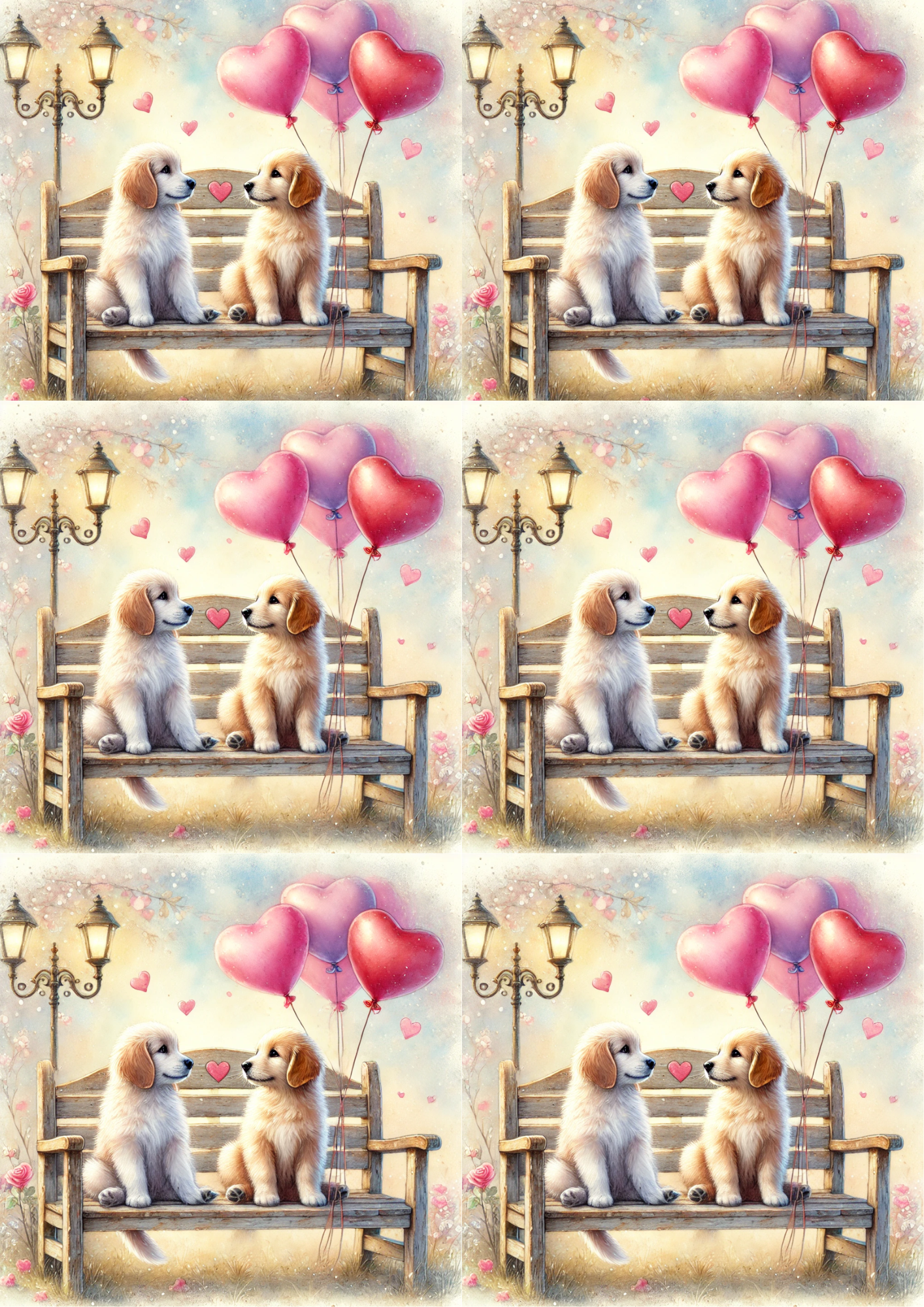 Reispapier für Decoupage Dogs in Love 3 Collage Katze Nr. 4081