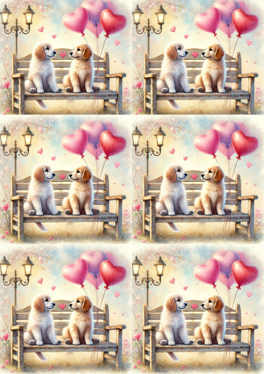 Reispapier für Decoupage Dogs in Love 3 Collage Katze Nr. 4081