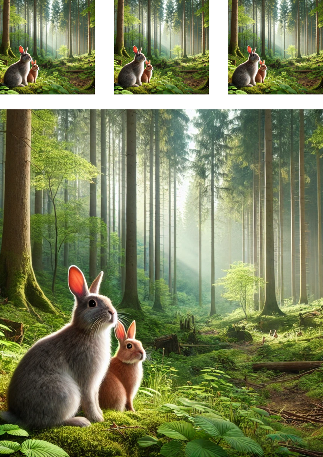 Reispapier für Decoupage Kaninchen und Hase im Wald Collage Kat. Nr. 4112