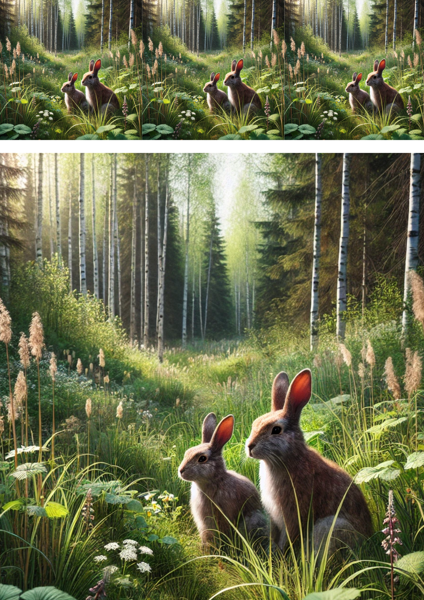 Reispapier für Decoupage Kaninchen und Hase im Wald 3 Collage Kat. Nr. 4114