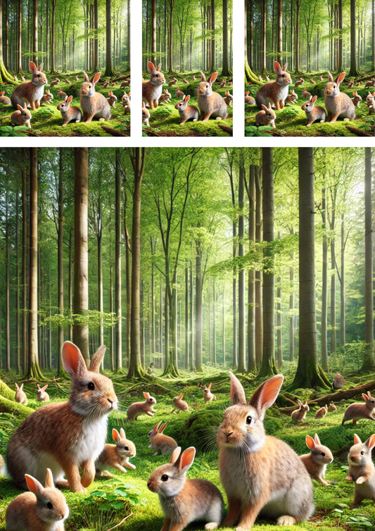 Reispapier für Decoupage Kaninchen und Hase im Wald 4 Collage Kat. Nr. 4116