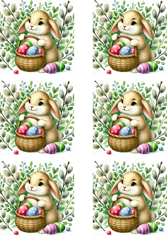 Reispapier für Decoupage Hase mit Osterkorb Collage Kat. Nr. 4119