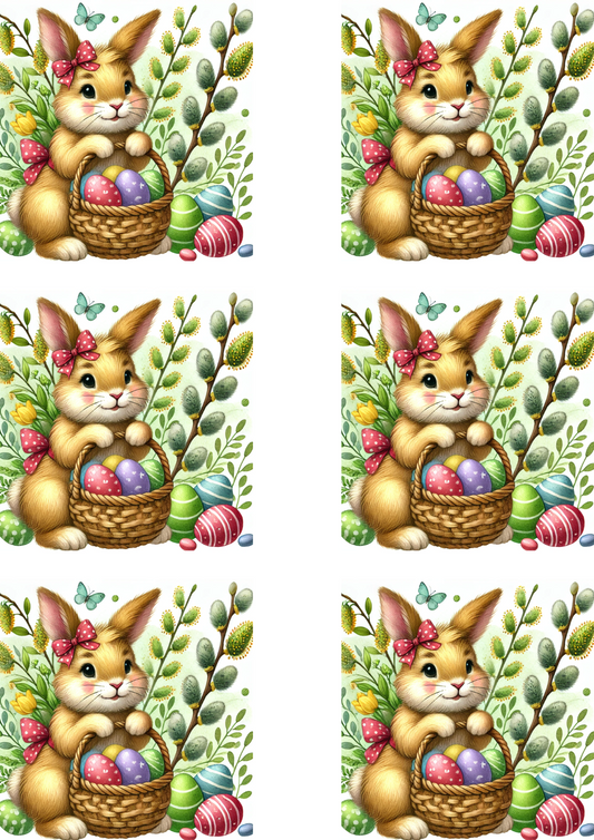 Reispapier für Decoupage Hase mit Osterkorb 2 Collage Kat. Nr. 4120
