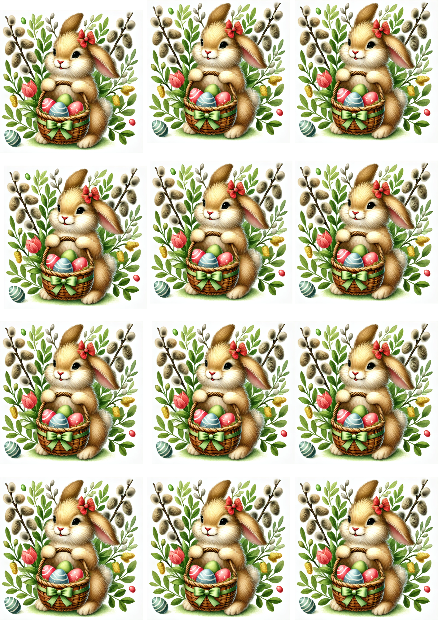 Reispapier für Decoupage Hase mit Osterkorb 3 Collage Kat. Nr. 4121