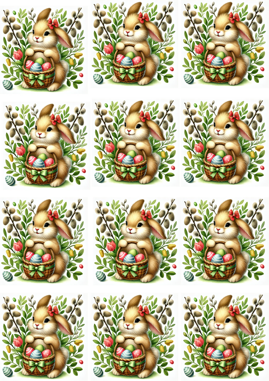 Reispapier für Decoupage Hase mit Osterkorb 3 Collage Kat. Nr. 4121