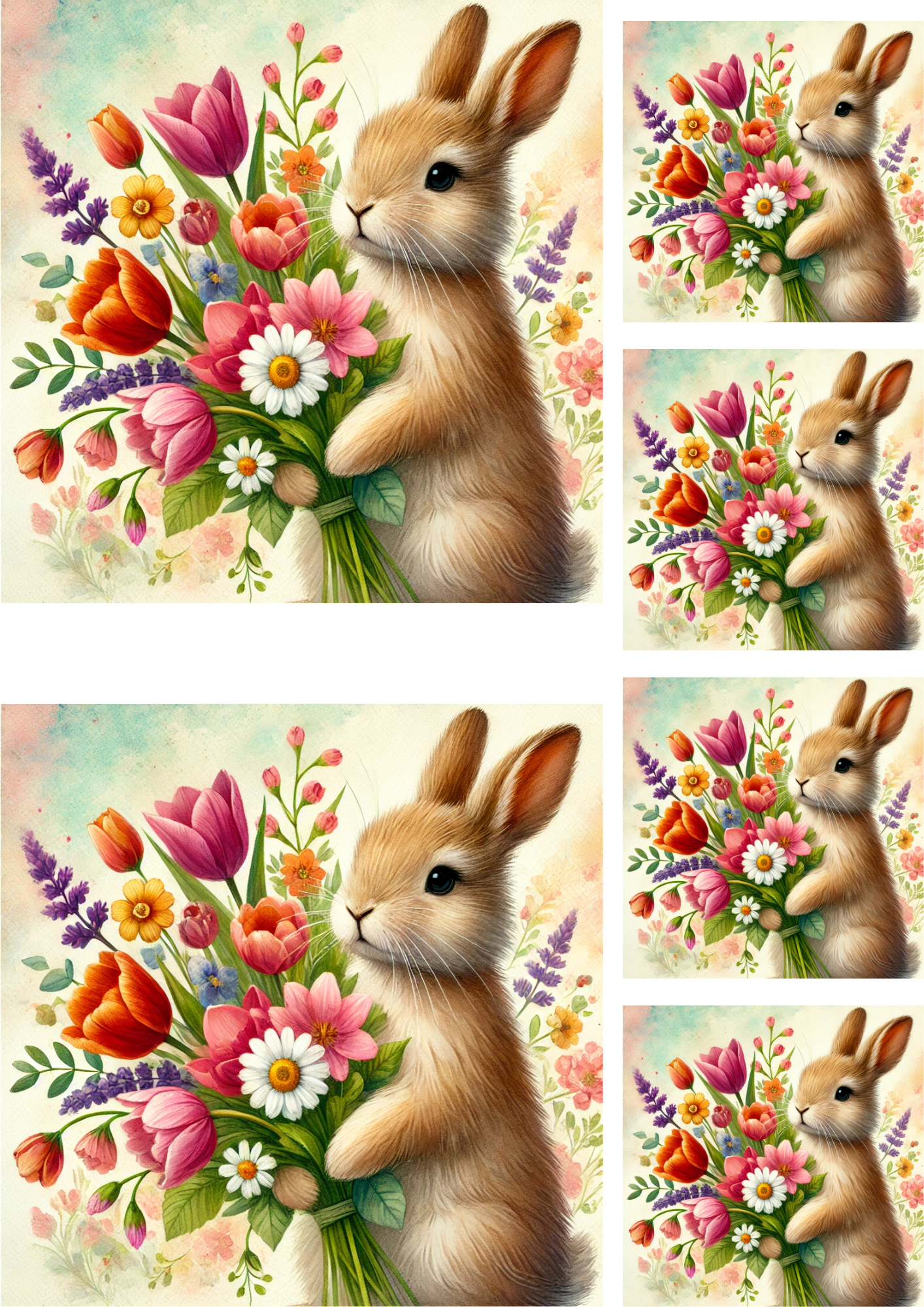 Reispapier für Decoupage Osterhase 3 Collage Katze Nr. 4126