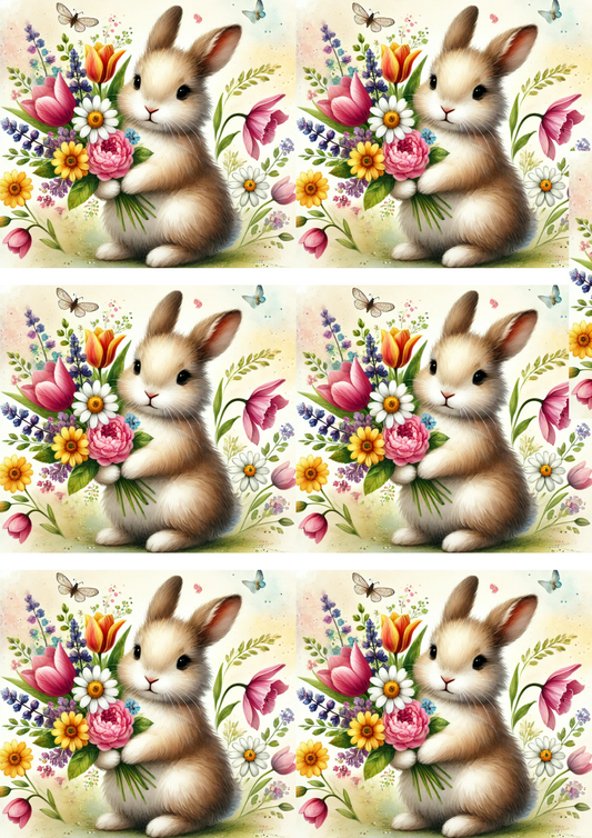 Reispapier für Decoupage Osterhase und Blumenstrauß Collage Kat. Nr. 4129