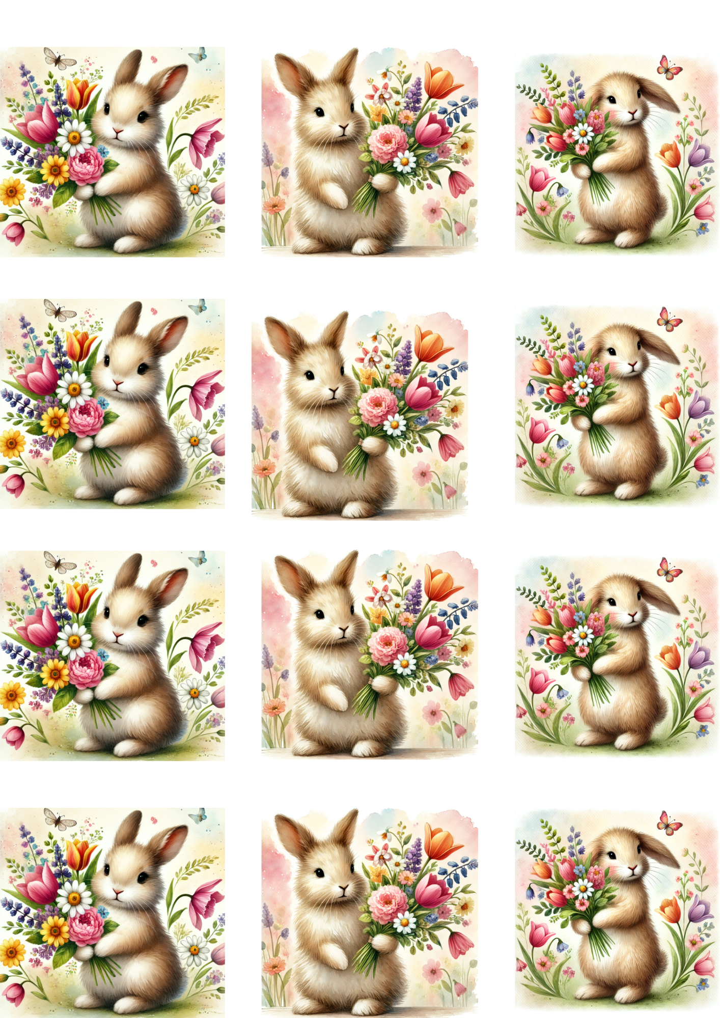 Reispapier für Decoupage Osterhase und Blumenstrauß 2 Collage Kat. Nr. 4130