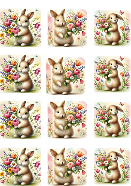 Reispapier für Decoupage Osterhase und Blumenstrauß 2 Collage Kat. Nr. 4130