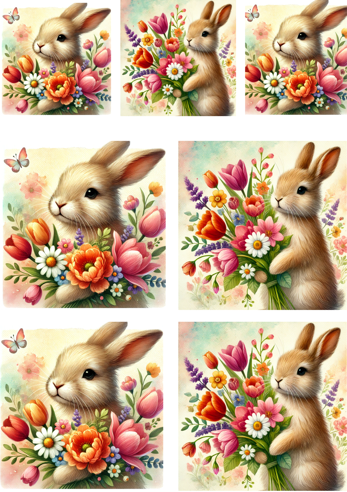 Reispapier für Decoupage Osterhase und Blumenstrauß 3 Collage Kat. Nr. 4131