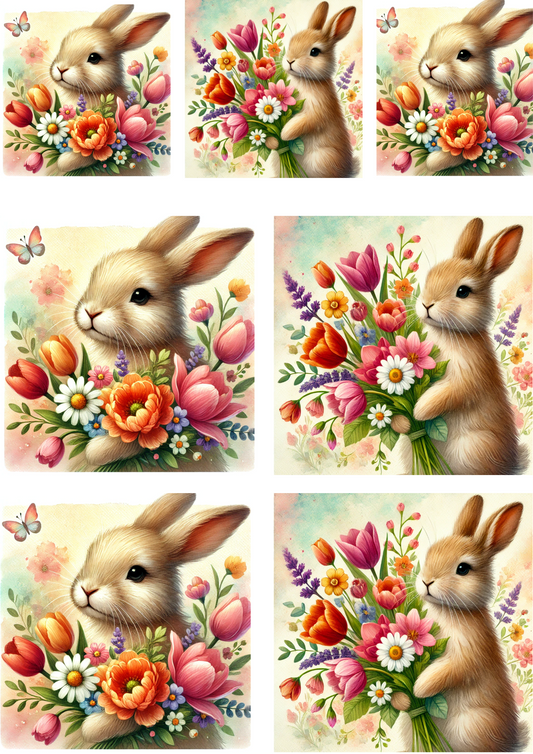 Reispapier für Decoupage Osterhase und Blumenstrauß 3 Collage Kat. Nr. 4131