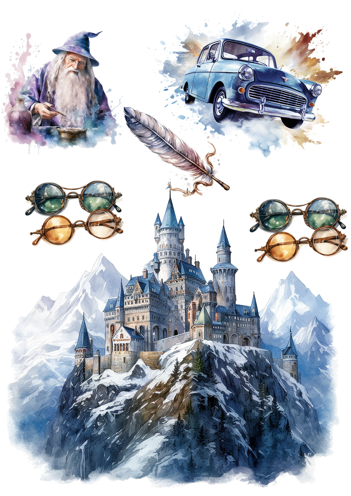 Reispapier für Decoupage Wizards Academy 3 Collage Collage Kat. Nr. 4137