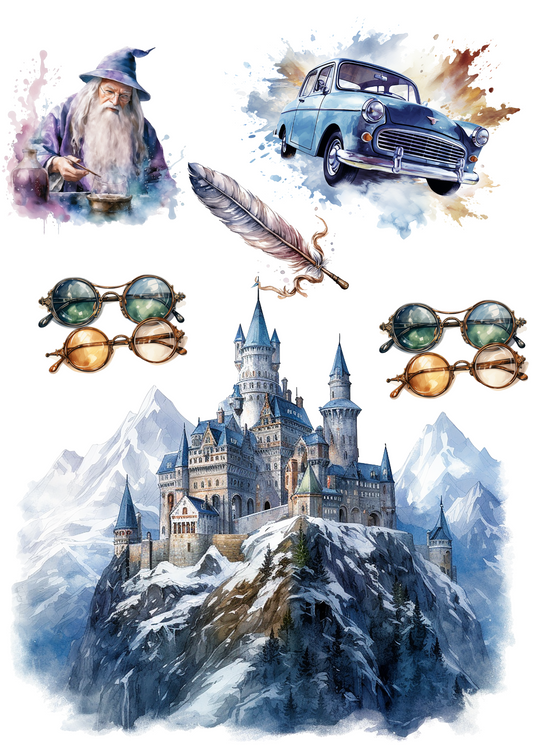 Reispapier für Decoupage Wizards Academy 3 Collage Collage Kat. Nr. 4137